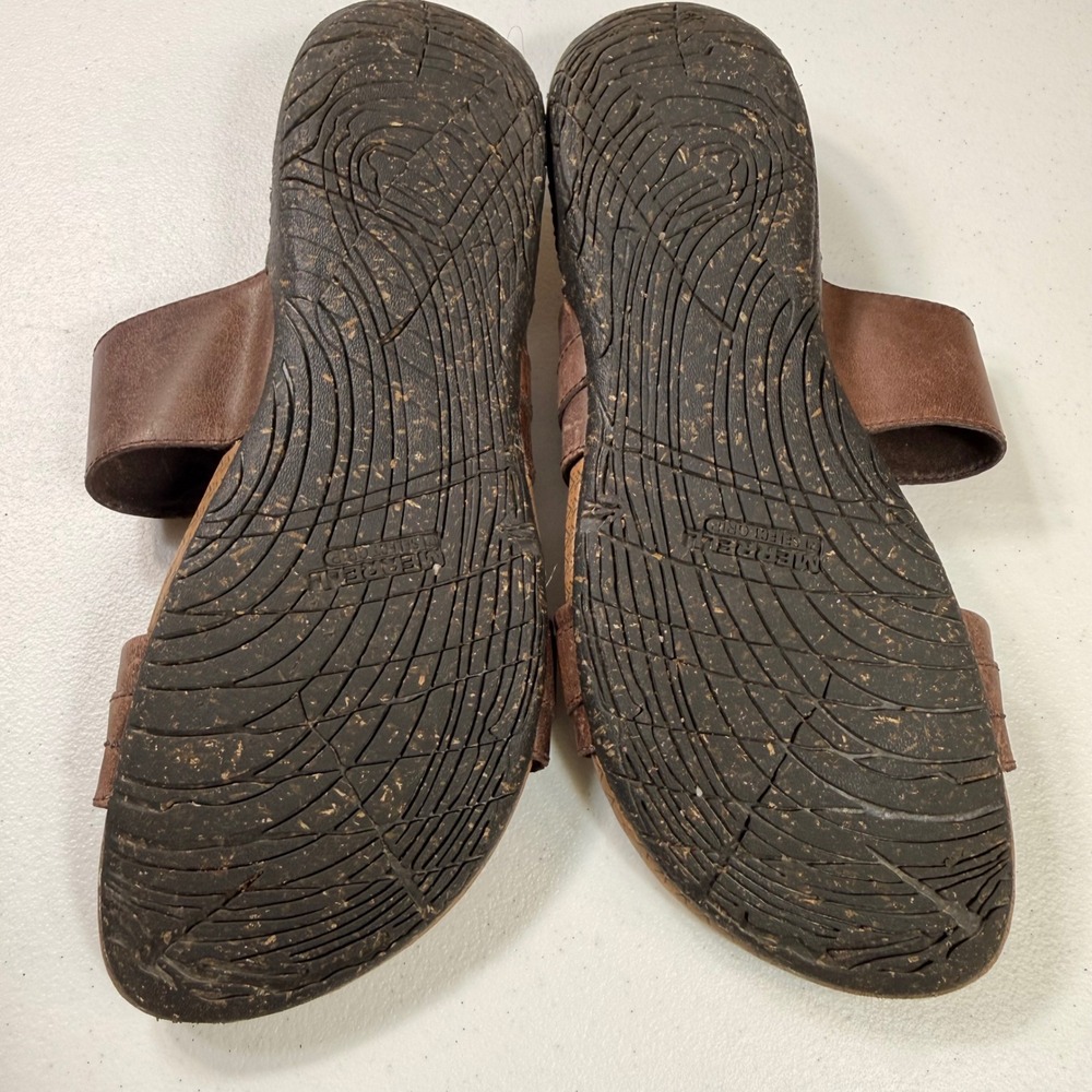Merrell Brown Leather Double Strap Buckle Slide Sandals Womens Size 9 J55580 - Picture 6 of 9